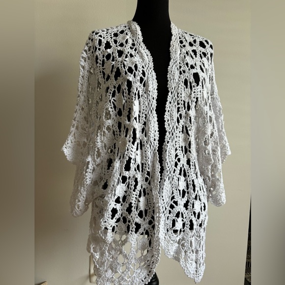 Jessica London white crocheted cardigan - Picture 1 of 4